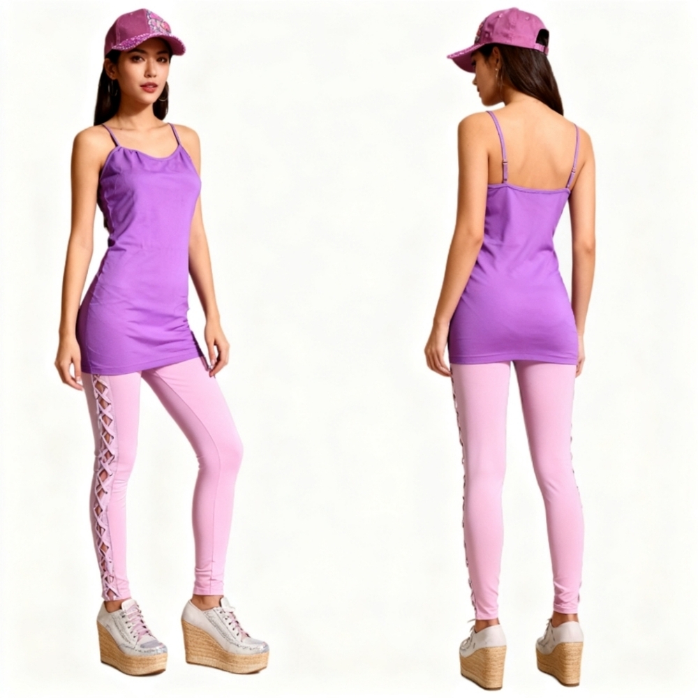 Fashion Bundle Lavender And Purple Top and Leggings With Baseball Cap
